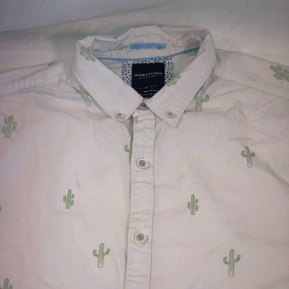 Denim & Flower Cactus SS Casual Button Up Shirt XL - Picture 2 of 4